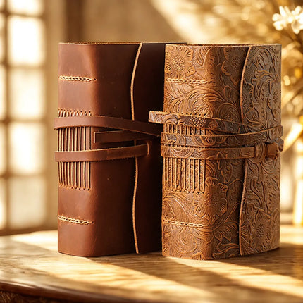 Sổ Tay Da Bò Handmade Cao Cấp  - Khóa Dây - SO003 MyChapter Notebook