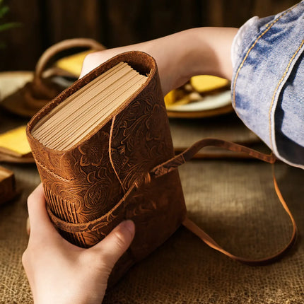 Sổ Tay Da Bò Handmade Cao Cấp  - Khóa Dây - SO003 MyChapter Notebook