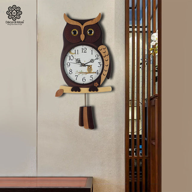 Đồng Hồ Gỗ Chim Cú Mèo Décor