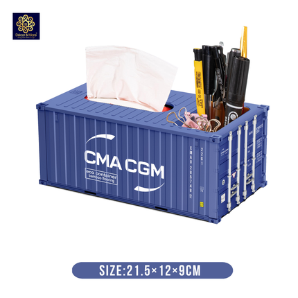 Mô Hình Hộp Bút Và Khăn Giấy Container Size 21.5 Cm Cửa Đóng Mở