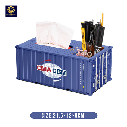 Mô Hình Hộp Bút Và Khăn Giấy Container Size 21.5 Cm Cửa Đóng Mở