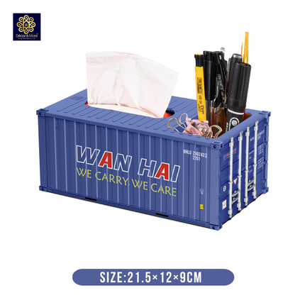 Mô Hình Hộp Bút Và Khăn Giấy Container Size 21.5 Cm Cửa Đóng Mở