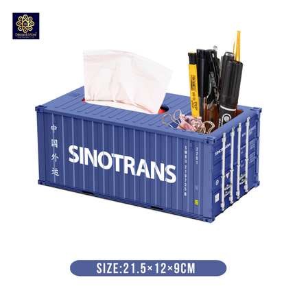 Mô Hình Hộp Bút Và Khăn Giấy Container Size 21.5 Cm Cửa Đóng Mở