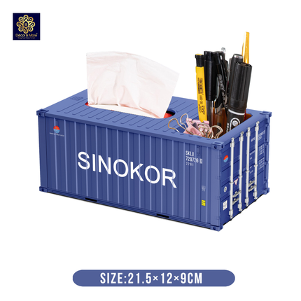 Mô Hình Hộp Bút Và Khăn Giấy Container Size 21.5 Cm Cửa Đóng Mở