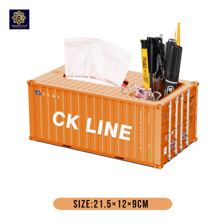 Mô Hình Hộp Bút Và Khăn Giấy Container Size 21.5 Cm Cửa Đóng Mở