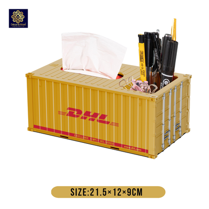 Mô Hình Hộp Bút Và Khăn Giấy Container Size 21.5 Cm Cửa Đóng Mở