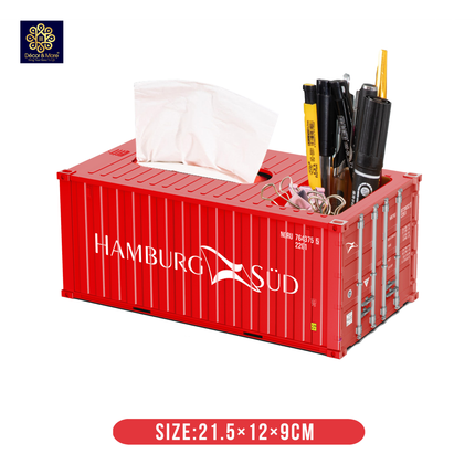 Mô Hình Hộp Bút Và Khăn Giấy Container Size 21.5 Cm Cửa Đóng Mở