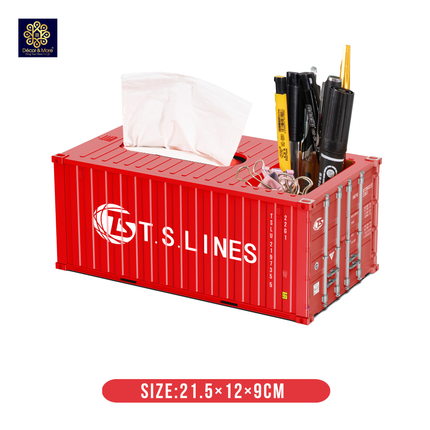 Mô Hình Hộp Bút Và Khăn Giấy Container Size 21.5 Cm Cửa Đóng Mở