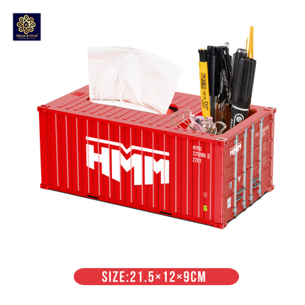 Mô Hình Hộp Bút Và Khăn Giấy Container Size 21.5 Cm Cửa Đóng Mở