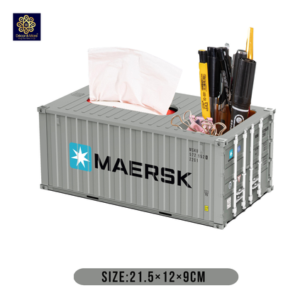 Mô Hình Hộp Bút Và Khăn Giấy Container Size 21.5 Cm Cửa Đóng Mở