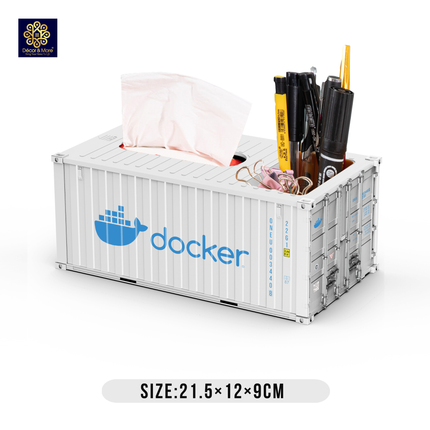 Mô Hình Hộp Bút Và Khăn Giấy Container Size 21.5 Cm Cửa Đóng Mở