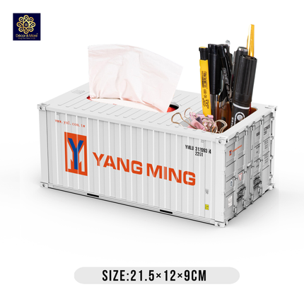 Mô Hình Hộp Bút Và Khăn Giấy Container Size 21.5 Cm Cửa Đóng Mở