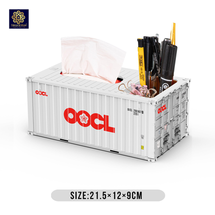 Mô Hình Hộp Bút Và Khăn Giấy Container Size 21.5 Cm Cửa Đóng Mở