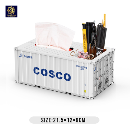 Mô Hình Hộp Bút Và Khăn Giấy Container Size 21.5 Cm Cửa Đóng Mở