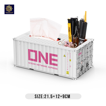 Mô Hình Hộp Bút Và Khăn Giấy Container Size 21.5 Cm Cửa Đóng Mở