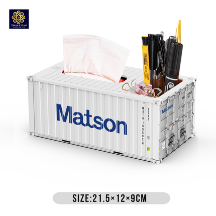 Mô Hình Hộp Bút Và Khăn Giấy Container Size 21.5 Cm Cửa Đóng Mở
