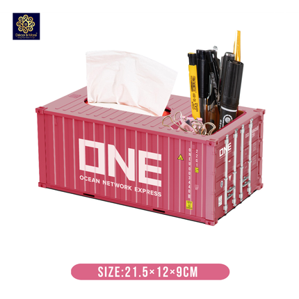 Mô Hình Hộp Bút Và Khăn Giấy Container Size 21.5 Cm Cửa Đóng Mở