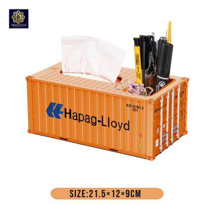 Mô Hình Hộp Bút Và Khăn Giấy Container Size 21.5 Cm Cửa Đóng Mở