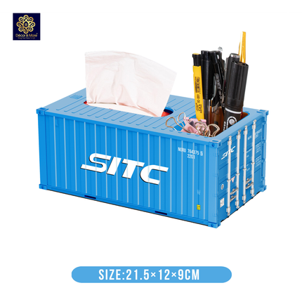 Mô Hình Hộp Bút Và Khăn Giấy Container Size 21.5 Cm Cửa Đóng Mở