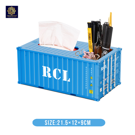 Mô Hình Hộp Bút Và Khăn Giấy Container Size 21.5 Cm Cửa Đóng Mở