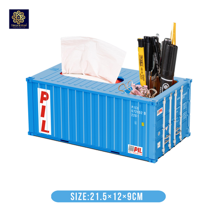 Mô Hình Hộp Bút Và Khăn Giấy Container Size 21.5 Cm Cửa Đóng Mở