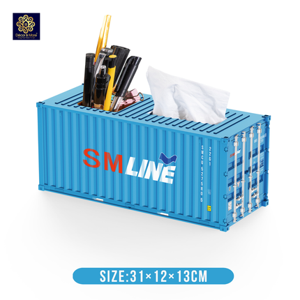 Mô Hình Container Hộp Bút & Khăn Giấy Decor Đóng Mở Cửa Size 31 cm