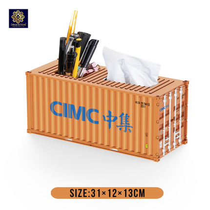 Mô Hình Container Hộp Bút & Khăn Giấy Decor Đóng Mở Cửa Size 31 cm