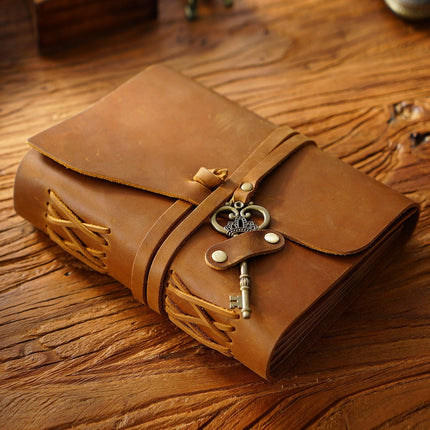 Sổ Da Bò Handmade Cao Cấp Dây Móc Chìa Khóa - SO013 MyChapter Notebook