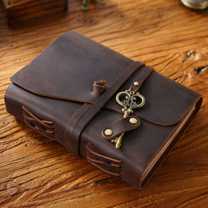 Sổ Da Bò Handmade Cao Cấp Dây Móc Chìa Khóa - SO013 MyChapter Notebook