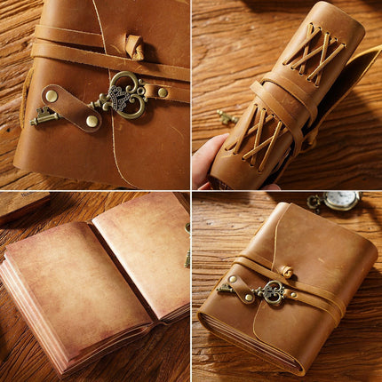 Sổ Da Bò Handmade Cao Cấp Dây Móc Chìa Khóa - SO013 MyChapter Notebook