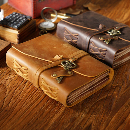 Sổ Da Bò Handmade Cao Cấp Dây Móc Chìa Khóa - SO013 MyChapter Notebook