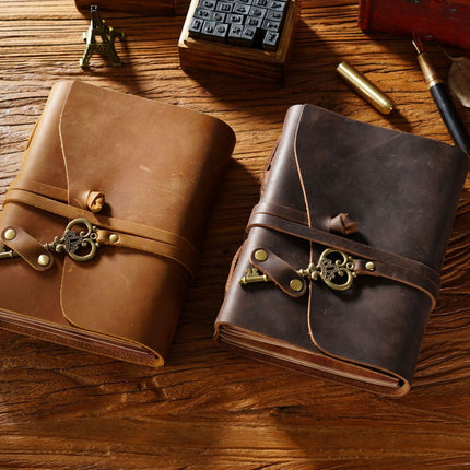 Sổ Da Bò Handmade Cao Cấp Dây Móc Chìa Khóa - SO013 MyChapter Notebook