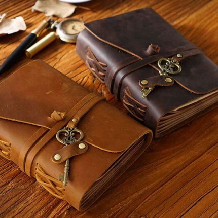 Sổ Da Bò Handmade Cao Cấp Dây Móc Chìa Khóa - SO013 MyChapter Notebook