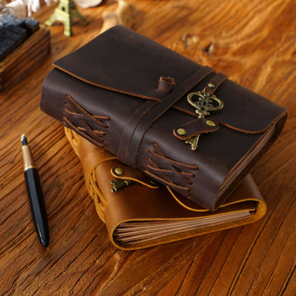 Sổ Da Bò Handmade Cao Cấp Dây Móc Chìa Khóa - SO013 MyChapter Notebook
