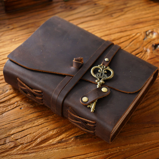 Sổ Da Bò Handmade Cao Cấp Dây Móc Chìa Khóa - SO013 MyChapter Notebook