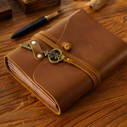 Sổ Da Bò Handmade Cao Cấp Dây Móc Chìa Khóa - SO013 MyChapter Notebook