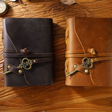 Sổ Da Bò Handmade Cao Cấp Dây Móc Chìa Khóa - SO013 MyChapter Notebook