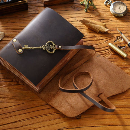 Sổ Da Bò Handmade Cao Cấp Dây Móc Chìa Khóa - SO013 MyChapter Notebook