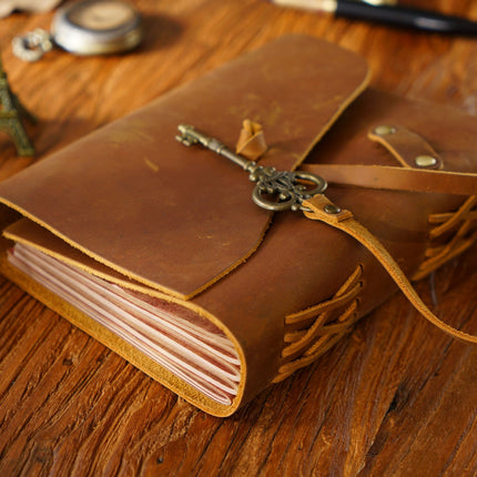 Sổ Da Bò Handmade Cao Cấp Dây Móc Chìa Khóa - SO013 MyChapter Notebook