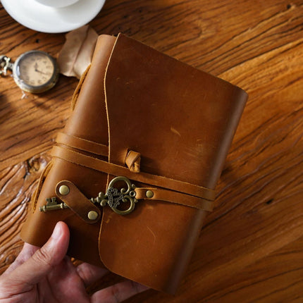 Sổ Da Bò Handmade Cao Cấp Dây Móc Chìa Khóa - SO013 MyChapter Notebook