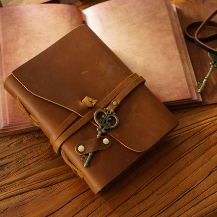Sổ Da Bò Handmade Cao Cấp Dây Móc Chìa Khóa - SO013 MyChapter Notebook