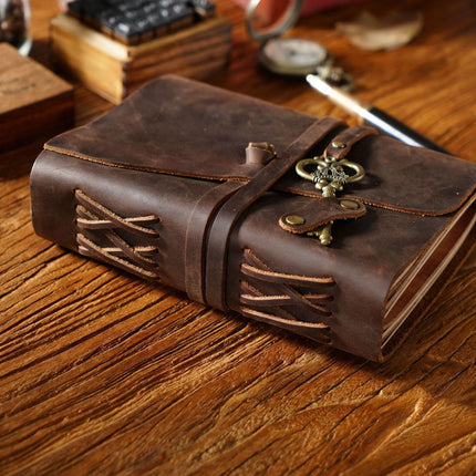 Sổ Da Bò Handmade Cao Cấp Dây Móc Chìa Khóa - SO013 MyChapter Notebook