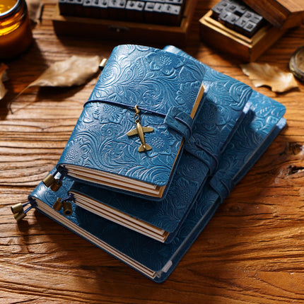 Sổ Tay Da Bò Handmade Cao Cấp - Notebook Khoá Dây Hoa Văn - SO024 MyChapter Notebook
