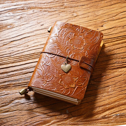 Sổ Tay Da Bò Handmade Cao Cấp - Notebook Khoá Dây Hoa Văn - SO024 MyChapter Notebook
