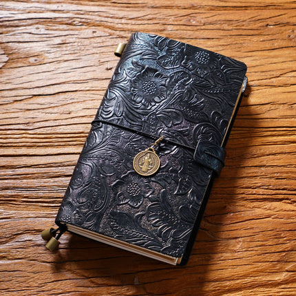 Sổ Tay Da Bò Handmade Cao Cấp - Notebook Khoá Dây Hoa Văn - SO024 MyChapter Notebook