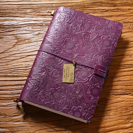 Sổ Tay Da Bò Handmade Cao Cấp - Notebook Khoá Dây Hoa Văn - SO024 MyChapter Notebook