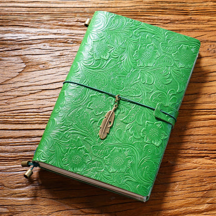 Sổ Tay Da Bò Handmade Cao Cấp - Notebook Khoá Dây Hoa Văn - SO024 MyChapter Notebook