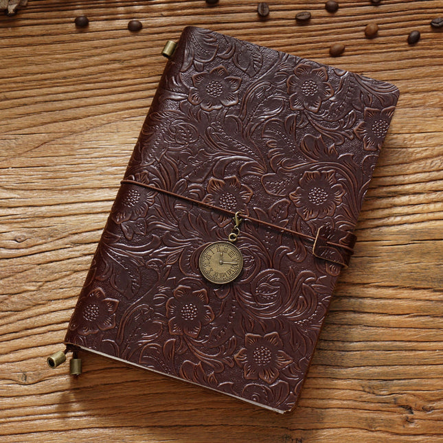 Sổ Tay Da Bò Handmade Cao Cấp - Notebook Khoá Dây Hoa Văn - SO024 MyChapter Notebook