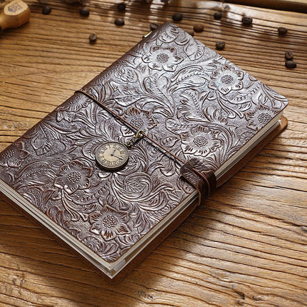 Sổ Tay Da Bò Handmade Cao Cấp - Notebook Khoá Dây Hoa Văn - SO024 MyChapter Notebook