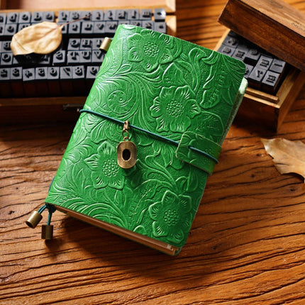 Sổ Tay Da Bò Handmade Cao Cấp - Notebook Khoá Dây Hoa Văn - SO024 MyChapter Notebook